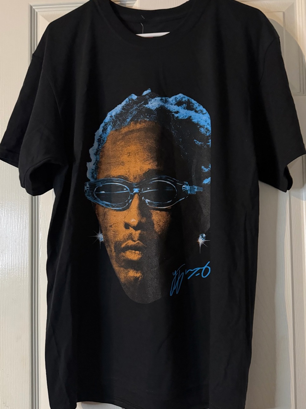 Thugga Black Graphic Men's T-Shirt with Blue & Bronze Face Print
